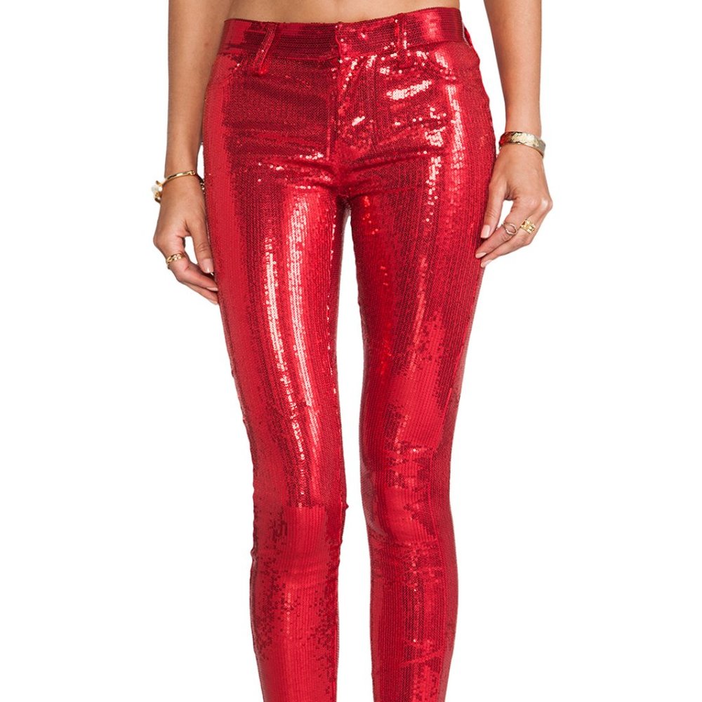 Wildfox Raquel Sequin Skinny Jeans, Red, size 24